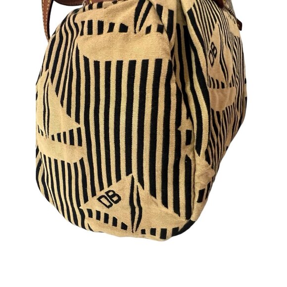 Dooney & Bourke Striped Sailboat Black Brown Tote Leather Straps Vintage - Picture 9 of 16